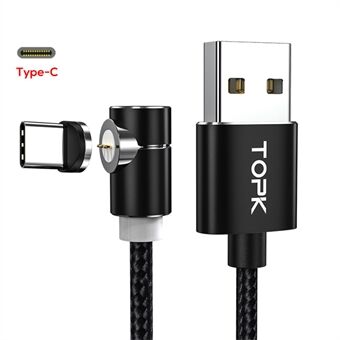 TOPK albueformet nylonflettet magnetisk Type-C USB-ladekabel