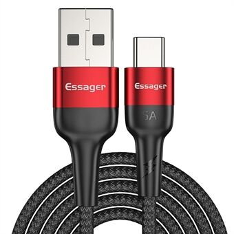 ESSAGER 1M nylonflettet Type-C USB Data Sync hurtigladerkabel for Samsung Huawei Xiaomi