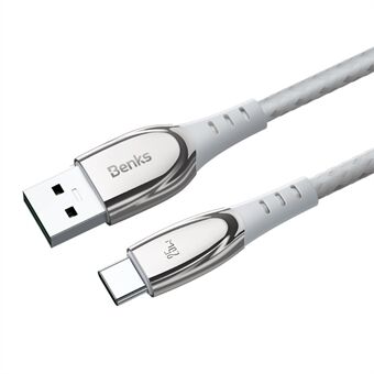 BENKS D40 sinklegering datakabel 2m 25W USB-A til Type-C hurtigladeledning for Samsung Huawei