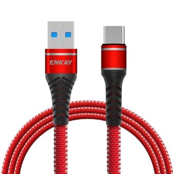 ENKAY ENK- Quick lysende type C USB 3.0 3A superlader dataledning 1 m hurtigladekabel