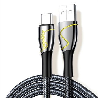 JOYROOM S-2030K6 2m USB-A til Type-C sinklegering + nylonflettet 3A hurtigladekabel - svart