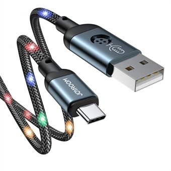 JOYROOM JR-N16 Flettet USB til Type-C Rask 3A ladekabel Mobiltelefonkabel Dataoverføringsledning 1,2m - Grå