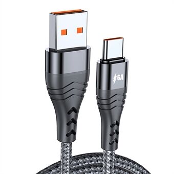 ADC-005 1m 6A 66W USB til Type-C hurtiglading + datasynkroniseringskabel flettet dataledning for Huawei Samsung