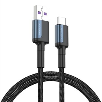 KUULAA KL-X33-C aluminiumslegering Z1 USB til Type C-kabel 3A hurtigladeladerdatakabel for Type C-port Mobiltelefon Nettbrett Laptop-hodetelefoner, 1m