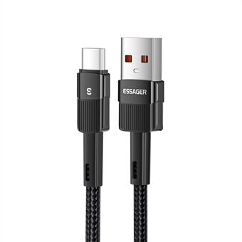ESSAGER 0,5m ladekabel USB til Type C 66W Hurtiglading 480Mbps overføringsledning - svart