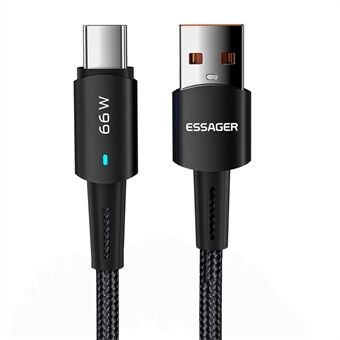 ESSAGER 0,5 m flettet design USB til Type C-kabel 6A hurtiglading 480 Mbps overføringsledning for nettbrett bærbar smarttelefon