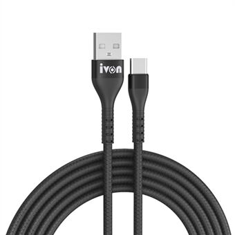 IVON CA92 1,5 m dataledning 2,4A USB til Type-C fleksibel gummikabel