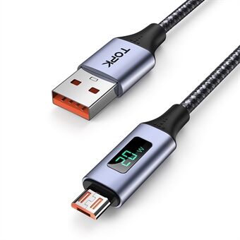 Quick AN50 USB til Micro 3A hurtigladekabel Intelligent skjerm Nylonflettet dataledning