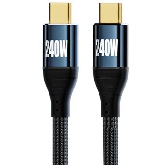 2m USB-C PD 240W hurtigladeledning 480Mbps dataoverføringslinje Nylonflettet Type-C til Type-C-kabel