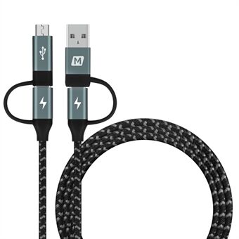 MOMAX 4-i-1 Type-C til Micro USB & Type-C til USB A Lade- og datasynkronisering Nylonflettet kabel