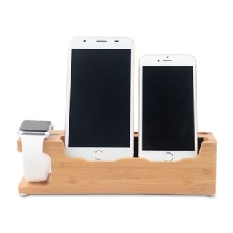 DCR-008 Desktop Station Bamboo Wood Ladedokk Holder for Apple Watch iPhone Samsung Huawei