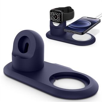Silikon ladestativ Holder Trådløs Stand Dock for MagSafe Apple Watch / iPhone 12-serien