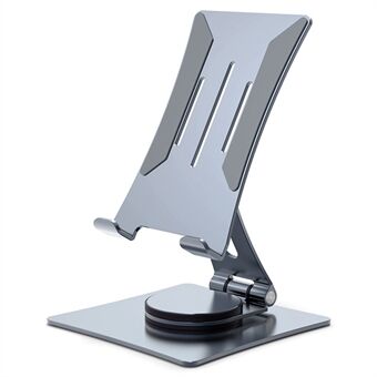 Stand bordstativholder for telefon og nettbrett, vinkeljusterbar sammenleggbar bordfeste i aluminiumslegering (størrelse: L)