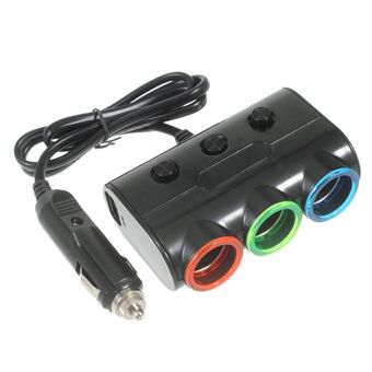 OLESSON 1523 120W Car Charger 2-USB Ports 3 Cigarette Lighter Sockets Charging Adapter - Black
