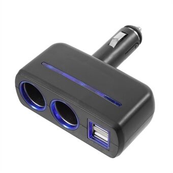 OLESSON 1630 90° Rotary Joint 120W 1 to 2 Cigarette Lighter Sockets + Dual USB Car Charger - Black