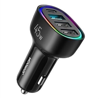 JOYROOM JR-CL09 Car Charger 3 USB Ports+1 Type C Port Adapter 45W Quick Charging Universal Compatibility PD QC 3.0 Charger Station for Cell Phone/Tablet/Camera/Laptop