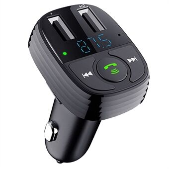 LOHEE S-11 Dual USB Ports FM Transmitter Bluetooth Calls Car Charger Cigarette Lighter Adapter - Black