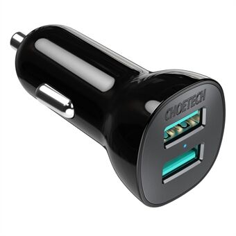 CHOETECH C0051 Portable 36W Car Charger Dual USB Port Fast Charging Adapter