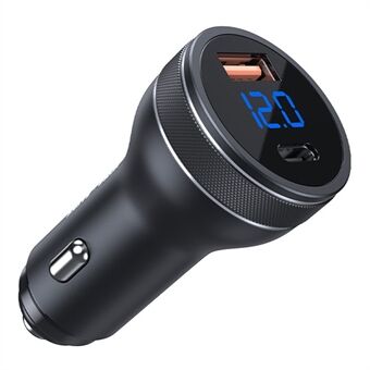KIVEE KV-UT78 18W USB+Type-C Mobile Phone Fast Charging Car Charger Digital Display Power Adapter
