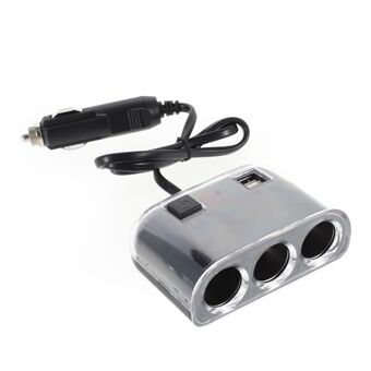 OLESSON No.1505 1 to 3 Car Cigarette Lighter Socket & Dual USB Car Charger - Black