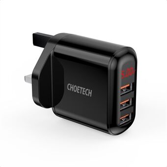 CHOETECH Q5009 5V-3.4A 3 USB-porter Vegglader Digital Display Telefonladeadapter