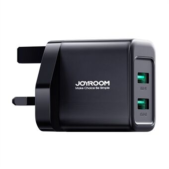 JOYROOM TCN01 2.4A 2USB hurtigladeradapter Bærbar mini veggladerblokk for mobiltelefoner (UK plugg) - svart