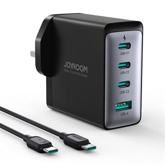 JOYROOM TCG04 UK Plugg 100W GaN Ultra vegglader USB + 3*Type-C strømadapter med Type-C til Type-C-kabel