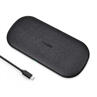 CHOETECH T535-S Dual Wireless Charging Pad 15W Fast 2 in 1 Wireless Charger for AirPods/Cell Phones