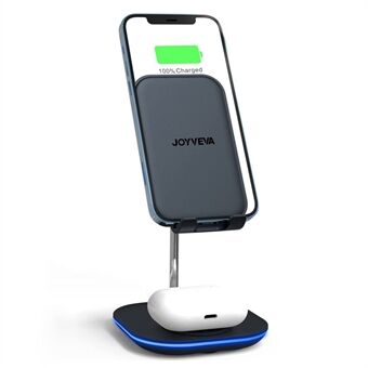 JOYVEVA F8 stasjonær trådløs Stand for iPhone 12/13 Pro Max AirPods 3 Samsung Galaxy Buds