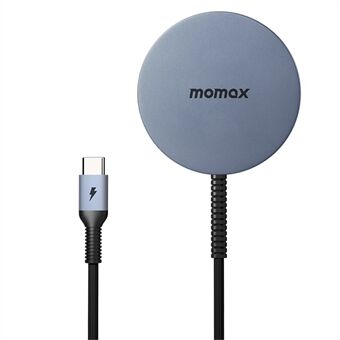 MOMAX Q.MAG2 Multiple Protection 15W Magnetic Wireless Charger Built-in 1.2m USB-C Cable Magnetic Charging Pad for iPhone 13/12 Series - Dark Grey
