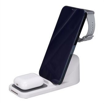 T8 Pro 3 i 1 stasjonær trådløs lader for iPhone / iWatch / AirPods 15W Max roterbart Stand