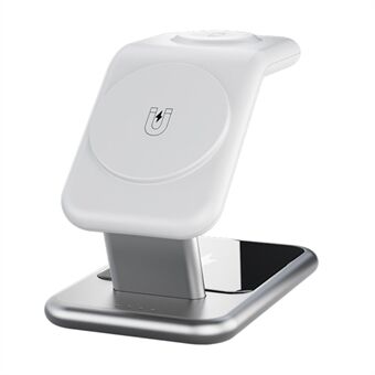 Y10 3-i-1 15W magnetisk trådløs lader, for iPhone 12 / 13 / 14-serien / iWatch / AirPods Alloy+PC-stasjonær Stand