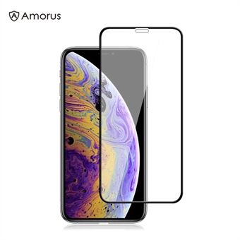 AMORUS Full Size Silk Printing Tempered Glass Screen Protective Film for Phone 11 Pro Max/XS Max 6.5 inch
