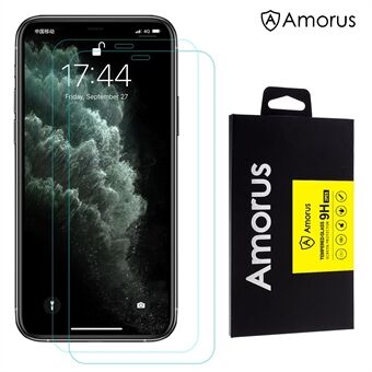 AMORUS 2Pcs 0.26mm 2.5D Arc Edge 9H Tempered Glass Screen Protector Films for iPhone 11 Pro Max 6.5 inch (2019)/XS Max 6.5 inch