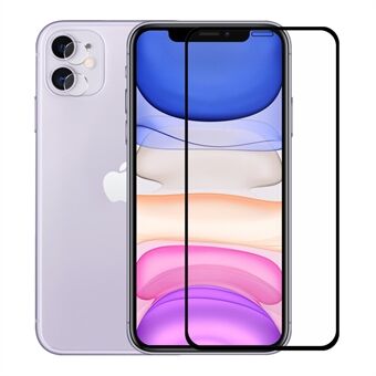 HAT Prince for iPhone 11 / XR 0.26mm 9H 2.5D Curved Full Screen Protector Film + 0.2mm 9H 2.15D Linse Protector - Svart