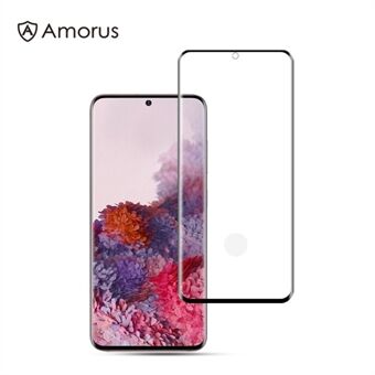 AMORUS for Samsung Galaxy S20 Full Coverage 3D Curved Full Glue Tempered Glass Screen Guard Film [Support Ultrasonic Fingerprint Unlock]