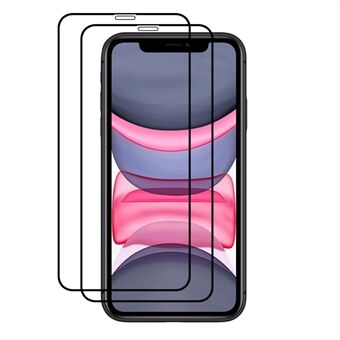 AMORUS 2 stk Klart hellim Sekundærherdende Anti-eksplosjonssilkeutskrift Full størrelse herdet glass skjermbeskytter for iPhone 11 6.1 tommer - Svart