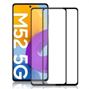 AMORUS 2 stk / pakke Silkeutskrift Full størrelse Full Lim Sekundær Herding 9H Hardhet Herdet Glass Film for Samsung Galaxy M52 5G - Svart
