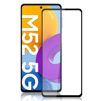 AMORUS Full Cover Full Lim 9H Hardhet Sekundær Herding Silketrykk Herdet glassfilm for Samsung Galaxy M52 5G - Svart