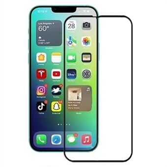AMORUS 3D Buede Kanter Herdet Glass Film for iPhone 14 Max 6,7 tommer, Silk Printing Edge HD Clear Full Glue Full Screen Protector - Svart