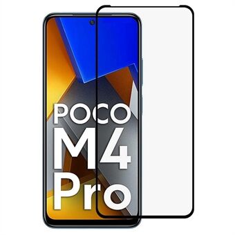 9D herdet glassfilm for Xiaomi Poco M4 Pro 5G, full dekning sensitiv berøringssidelim silkeskjermbeskytter