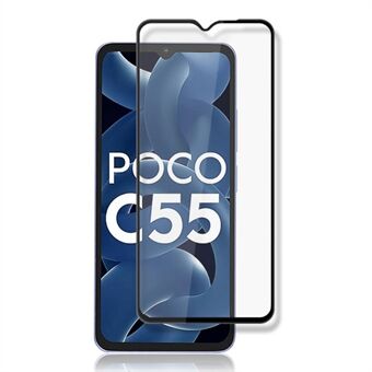 MOCOLO For Xiaomi Poco C55 4G Silke Printing Screen Protector Sekundær herding herdet glass klar film - svart
