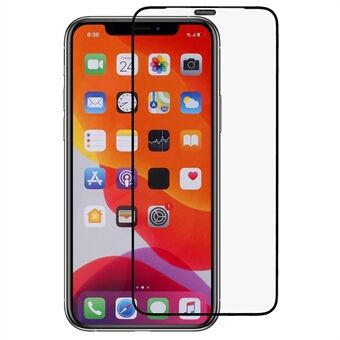 For iPhone 11 Pro Max / XS Max 6,5 tommer 9H høy aluminium-silikon glass skjermbeskytter Silke utskriftskant Antistatisk Edge Ultraklar film med støvtett nett