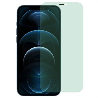 For iPhone 12 / 12 Pro 6,1 tommer høy aluminium-silisiumglassfilm Støvtett grønt lys fulllim full deksel skjermbeskytter med installasjonsverktøy