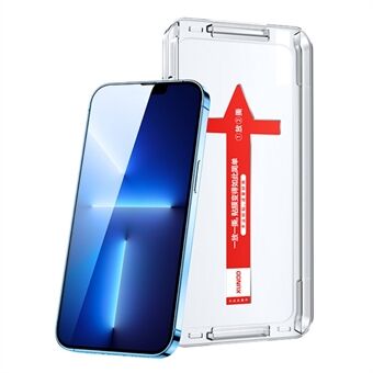 XUNDD For iPhone 14 6,1 tommer 9H hardhet herdet glass fullskjermbeskytter med støvtett nett og installasjonsverktøy