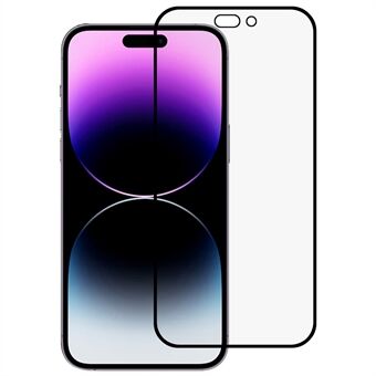 For iPhone 14 Pro Max Skjermbeskytter i herdet glass Anti-blå-stråle skjermfilm Fullt deksel Silketrykkfilm