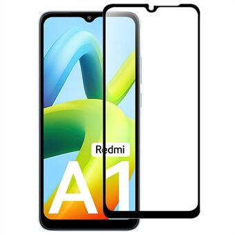 For Xiaomi Redmi A1 4G AGC Glass Skjermbeskytter Full Lim Svart Edge Splittersikker 9H Hardhet Herdet Glass Film