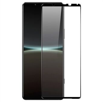 NORTHJO A++ For Sony Xperia 5 IV 5G heldeksel 0,3 mm 2,5D høy aluminium-silisium Glassfilm Silkeutskrift Eksplosjonssikker skjermbeskytter - svart