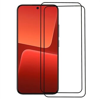2 STK / sett for Xiaomi 13 5G Silke Printing Screen Protector Black Edge Full Lim Anti-fingeravtrykk herdet glass full dekselfilm