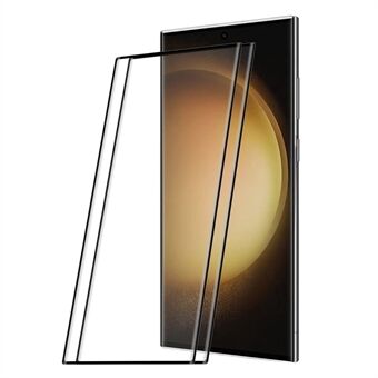 ENKAY HAT Prince 2stk / sett for Samsung Galaxy S23 Ultra bruddsikker anti-fingeravtrykk herdet glassfilm 0,26 mm 3D buet varmbøyning heldekkende hellim skjermbeskytter